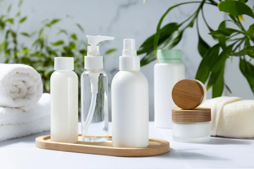 Bodycare products arranged from light to rich texture, illustrating the correct application order