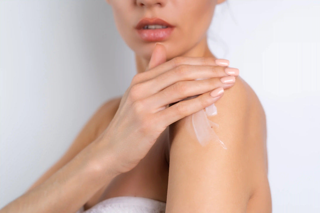 Woman following a morning and night bodycare routine with body lotion