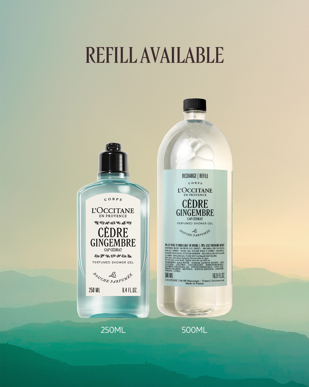 Cèdre Gingembre Perfumed Shower Gel Refill 500ml